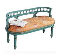 Jardin Banc vert antique for intérieur et extérieur, banc de balcon 2 places de style rustique avec dossier et coussin, mobilier de canapé avec cadre en bois rétro exquis our parc et patio