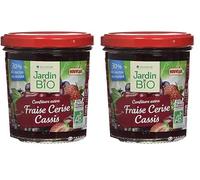 Jardin BiO étic - Confiture extra fraise cerise cassis - bio - Sucré - Certifié AB - Bocal de 320g(L'emballage peut varier) (Lot de 2)
