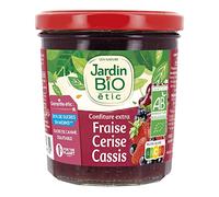 Jardin BiO étic - Confiture extra fraise cerise cassis - bio - Sucré - Certifié AB - Bocal de 320g(L'emballage peut varier)
