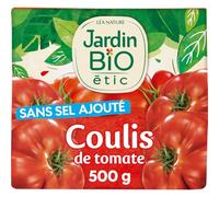 JARDIN BIO ETIC - Coulis de Tomate Bio - Sans Sel Ajouté · Tomates de Plein Champ · Idéale pour les Plats Cuisinés Méridionaux Pâtes Riz et Pizza - La Brique de 500g - Le Lot De 4