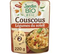 JARDIN BIO ETIC - Couscous aux Légumes du Soleil Bio, Saveur Méditerranéenne Gourmande (Sachet 220g) - Lot de 4 - vendu par Lot