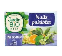 JARDIN BIO ETIC - Infusion Bio Nuits Paisibles, Camomille et Lavande Relaxante, 20 Sachets x 30g - Lot De 3