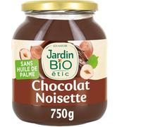JARDIN BIO ETIC - Pâte à Tartiner Chocolat Noisette Bio - Sans Huile de Palme - le pot de 750g - Le Lot De 4