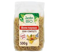 JARDIN BIO ETIC Pâtes Bons Tuyaux Semi-Complets Bio 500g - Semoule de Blé Dur Semi-Complète, Cuisson Express 4 Minutes, Source de Fibres et Protéines - Lot de 4