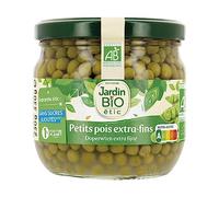 JARDIN BIO ETIC - Petits pois extra fins à l'étuvée Bio, Saveur Authentique, Pot 330g - Lot de 4