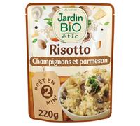 JARDIN BIO ETIC - Plat Cuisiné - Risotto Champignons et Parmesan Bio · Sans Arômes Ajoutés · Prêt en 2 min - le paquet de 220g - Le Lot De 4