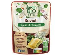 Jardin Bio Étic - Ravioli Savoureux Épinards Ricotta Bio, Sachet Individuel 250G - Lot de 3