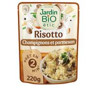 JARDIN BIO ETIC Risotto Champignons Bio 220g - Plat Cuisiné aux Champignons de Paris, Crème Française et Parmesan, Prêt en 2 Minutes - Lot de 3