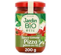 JARDIN BIO ETIC - Sauce Tomate Bio pour Pizza Pâtes ou Riz - Sans Arômes Ajoutés · Tomates de Plein Champ · Sauce Riche en Goût · Saveur Incomparable - Le Bocal de 200g - Le Lot De 4