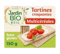 JARDIN BIO ETIC - Tartines Craquantes Multicéréales Riz Sarrasin Maïs Sorgho sans Gluten Bio - Source de Fibres - le paquet de 150g - Le Lot De 5