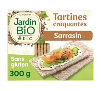 Jardin Bio Etic - Tartines Craquantes Sarrasin et Riz Bio sans Gluten - Source de Fibres - le paquet de 300g - Le Lot De 4