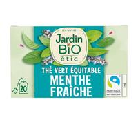 JARDIN BIO ETIC Thé Vert Menthe Bio, 20 Sachets Infusettes, Thé Vert Équitable et Menthe Fraîche Origine France, Infusion Bio Compostable - Lot de 3