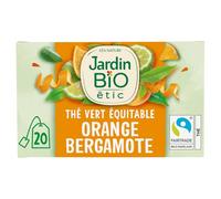 JARDIN BIO ETIC Thé Vert Orange Bergamote Bio - 20 Sachets Infusettes, Thé Vert Équitable Parfumé aux Agrumes, Fabriqué en France, Certifié Bio et Fairtrade - Lot de 3