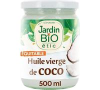 JARDIN BIO Huile de Coco Vierge 500 ml en verre - Soin naturel et cuisine saine au quotidien- Lot De 3