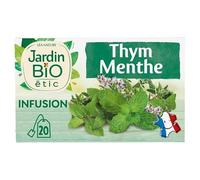 JARDIN BIO - Infusion Thym Menthe Bio Fraicheur Tonique 30G - le Lot De 4