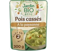 JARDIN BIO - Pois Cassés Paysanne 300G, riche en protéines et en fibres, issus de l'agriculture biologique, pour une alimentation saine et équilibrée. - Le Lot De 4