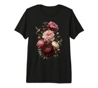 Jardin botanique de Fleurs de pivoines Colibri T-Shirt Haut de Gamme
