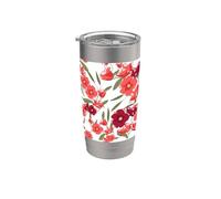 Jardin botanique floral fleurs sauvages rouges Gobelet isotherme en acier inoxydable double paroi