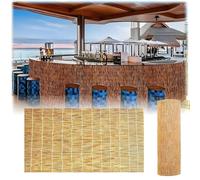 Jardin Brise Vue en Bambou Clôture en Roseau Naturel 1/1.2/1.5/1.8m H Rouleau Canisse Brise Vue Balcon Exterieur Imperméable Décorative Pergola/Piscine/Toit/Cour(Ligne Blanche Naturelle)