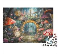 Jardin Champignons Fantasy Puzzle 1000 Pièces avec Couleurs Éclatantes,Jeu De Puzzle défi en Solitaire pour La Décoration Murale DIY,pour Les Femmes,Cadeaux pour Les Hommes 52x38cm/1000pcs