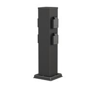 Jardin Colonne de prises POLLY pour extérieur IP44 quadruple inox noir carré