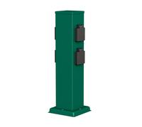 ledscom.de Garten Colonne de Prises de Courant Polly pour l'extérieur, IP44, 4X, Acier Inoxydable, Vert, carré, 40 cm