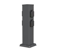 ledscom.de Garten Colonne de Prises de Courant Polly pour l'extérieur, IP44, 4X, Acier Inoxydable, Anthracite, carré, 40 cm
