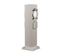 ledscom.de Garten Colonne de Prises de Courant Polly pour l'extérieur, IP44, minuterie/commutateur horaire, 3 Fois, Acier Inoxydable, INOX, carré, 40 cm