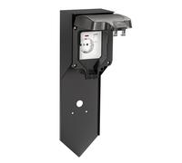 ledscom.de Garten Colonne de Prises POXO avec Piquet de Terre pour l'extérieur, IP65, 1x, Acier Inoxydable, Noir, carré, 40 cm