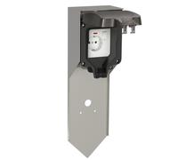 ledscom.de Garten Colonne de Prises POXO avec Piquet de Terre pour l'extérieur, IP65, 1x, Acier Inoxydable, INOX/Noir, carré, 40 cm
