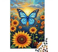 Jardin Coucher de Soleil Papillon Puzzle Classique 1000 Pièces, Papier Recy dultes & Enfants, Décoration Intérieure, Art Mural, Cadeau Boxing Day, Jeu Éducatif 70x50cm/1000pcs