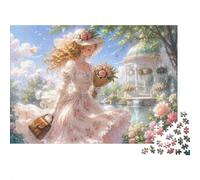 Jardin Dame Fleurs Puzzle, 1000 Pièces Jeu D'intérieur Adulte | 52x38cm Carton, Exercice Mental, Ajustement Précis, Amateurs D'art, Réduction Du Stress