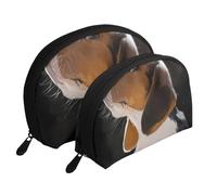 Jardin de Bienvenue pour Chiot Beagle, Trousse de Maquillage Coquille Femme Petit Porte-Monnaie Trousse de Toilette Trousse à cosmétiques 2 pièces