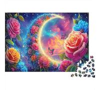 Jardin de la Lune Puzzles 1000 Pièces pour Adultes Et Enfants Moonlit Garden with Roses and Papillon Jeu Éducatif Jouets Défi Activité Relaxante Cadeaux De Voyage 52x38cm/1000pcs