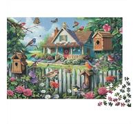 Jardin de Maison Oiseaux Puzzle 1000 Pièces Adulte avec Couleurs Éclatantes, Ensemble De Casse-tête en Puzzle activité Zen pour La Décoration De Bureau, Idée Cadeau Anniversaire 38x26cm/1000pcs