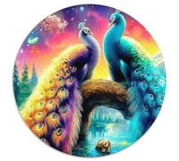 Jardin de paons 1000 Pièces Puzzle Circulaire Puzzles Classiques Puzzle Familial Jeu D'Intelligence Cadeaux 1000pcs (67.5x67.5cm)