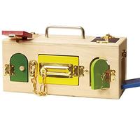 Jardindeco Jeu éducatif sensoriel en bois « Je Comprends les Serrures » 30 cm Beige