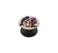Jardin des Amoureux des Oiseaux et des Plantes de Goth Raven Gardener PopSockets PopGrip Adhésif