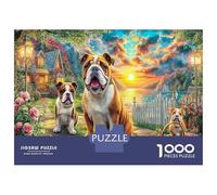 Jardin des BullChiens 1000 Pièces Aquarelle Puzzle BullChien Anglais Sunset pour Adultes De Jeu pour Adultes Parfaitpourla Détente Créativité Et CommeCadeau70x50cm/1000pcs