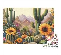 Jardin des Cactus du désert Puzzle 1000 Pièces Papier Écologique pour Enfants, Puzzle Relaxation Mentale, Amusement Après École, Puzzle Top Noté Rapport Qualité-Prix 70x50cm/1000pcs