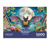 Jardin des Chauves-Souris sous la Lune Puzzle 1000 pièces : Jeu éducatif, Haute qualité, thème Cottage Moon. Cadeau Familial, Enfants et Adultes.