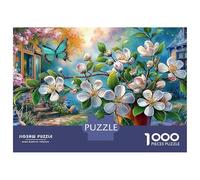 Jardin des Contes de Fées Puzzle 1000 Pièces Adultes Et Enfants Dès 14 Ans Papillons White Blooms Puzzle De Qualité Supérieure Jeu Éducatif Challenge Toy Jeu Relaxant 70x50cm/1000pcs
