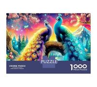 Jardin des paons Puzzle en Carton Œuvre représentant Un Couple de paons vibrants 1000 Pièces Papier pour Adolescents avec Poster Activité Parent-Enfant Loisir Créatif Nouveau Modèle 38x26cm/1000pcs