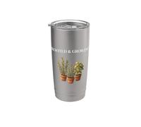 Jardin d'herbes aromatiques enracinées Cottagecore Botanical Gobelet isotherme en acier inoxydable double paroi