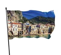 Jardin Drapeau Maison Sicile Méditerranée Bord de Mer Montagne Cour Maison Décoration Extérieure Drapeaux Bannières pour Patio Pelouse 0,9 x 1,5 m