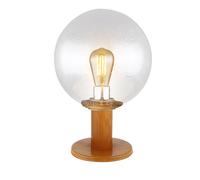 Jardin Eclairage extérieur Lampe de socle extérieur E27 Lampe d'extérieur Lampadaire, alu imitation bois Boule de verre, optique bulle, 1x LED 7W 806Lm blanc chaud, DxH 25x38 cm