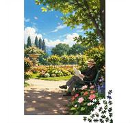 Jardin Fleurs Banc 1000 Pièces Mini Puzzle pour Adolescents Relaxant | 38x26cm Carton Décor De Chambre Surface Lisse Cadeau D'anniversaire Détente