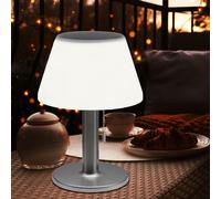 Lampe de table solaire lampe d'extérieur lampe de terrasse lampe de table balcon, IP44 résistant aux éclaboussures batterie interrupteur à tirette métal blanc, 10x LED blanc chaud, DxH 20x28 cm