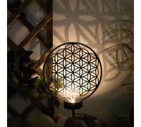 Lampe solaire de décoration de jardin pour extérieur décoration de terrasse LED avec effet lumineux, argent noir antique, 3000K, LxH 30x41 cm