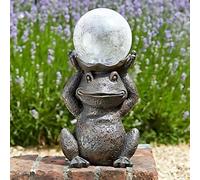 Jardin Mile® décoratifs solaires Contemplation Devant la Statue de Grenouille Figurine LED Globes